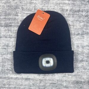 Etsfmoa Beanie Hat with Headlight Navy Blue NWT